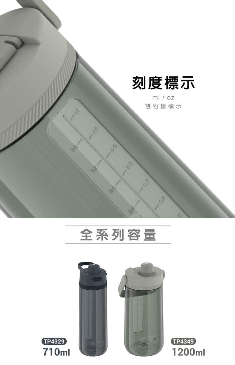 【THERMOS膳魔師】下單驚喜價 美國製 大容量1200ml隨手瓶 輕水瓶 水壺TP4349系列
