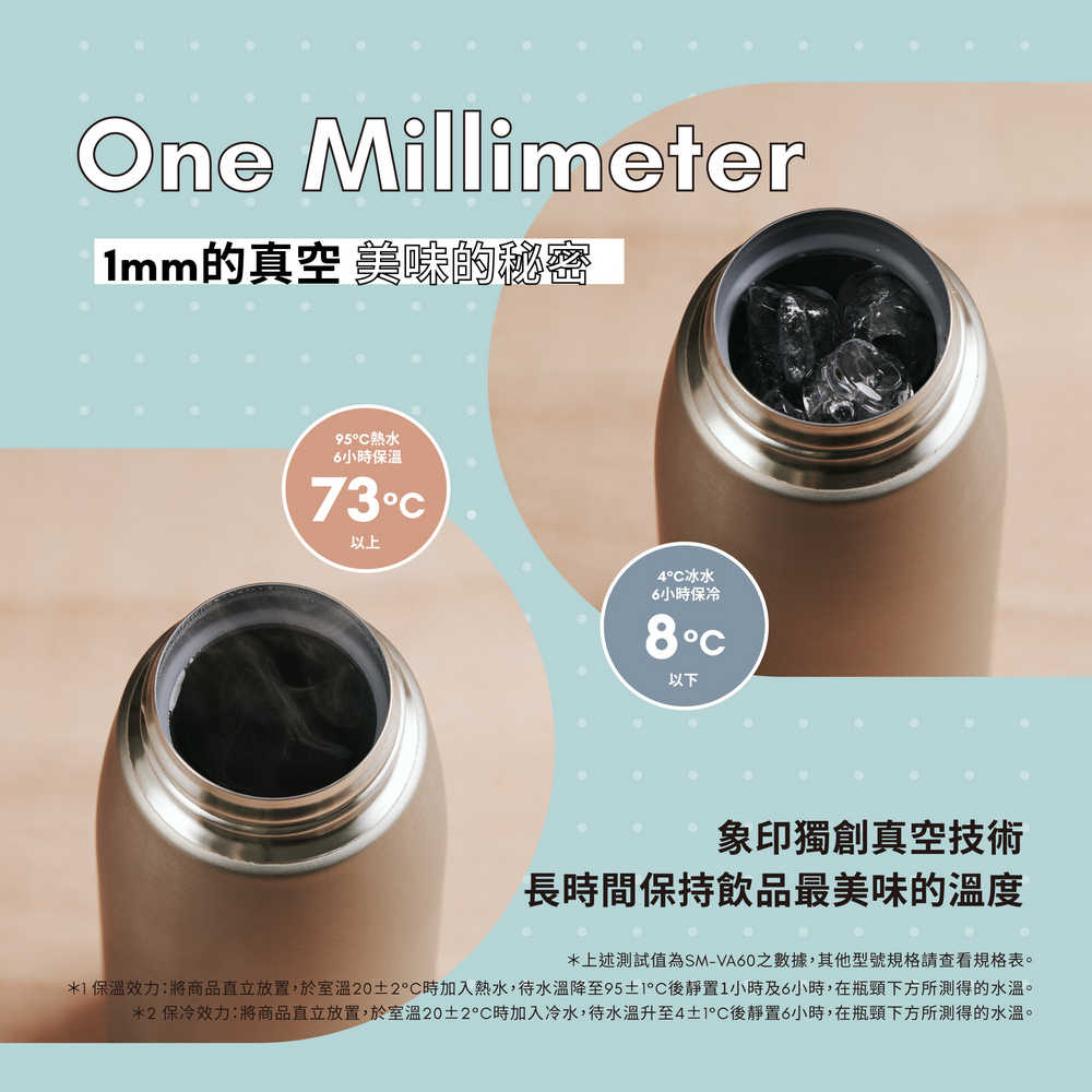 【象印】公司貨 一體式中栓彈蓋式不銹鋼保溫保冷杯600ml SM-VA60