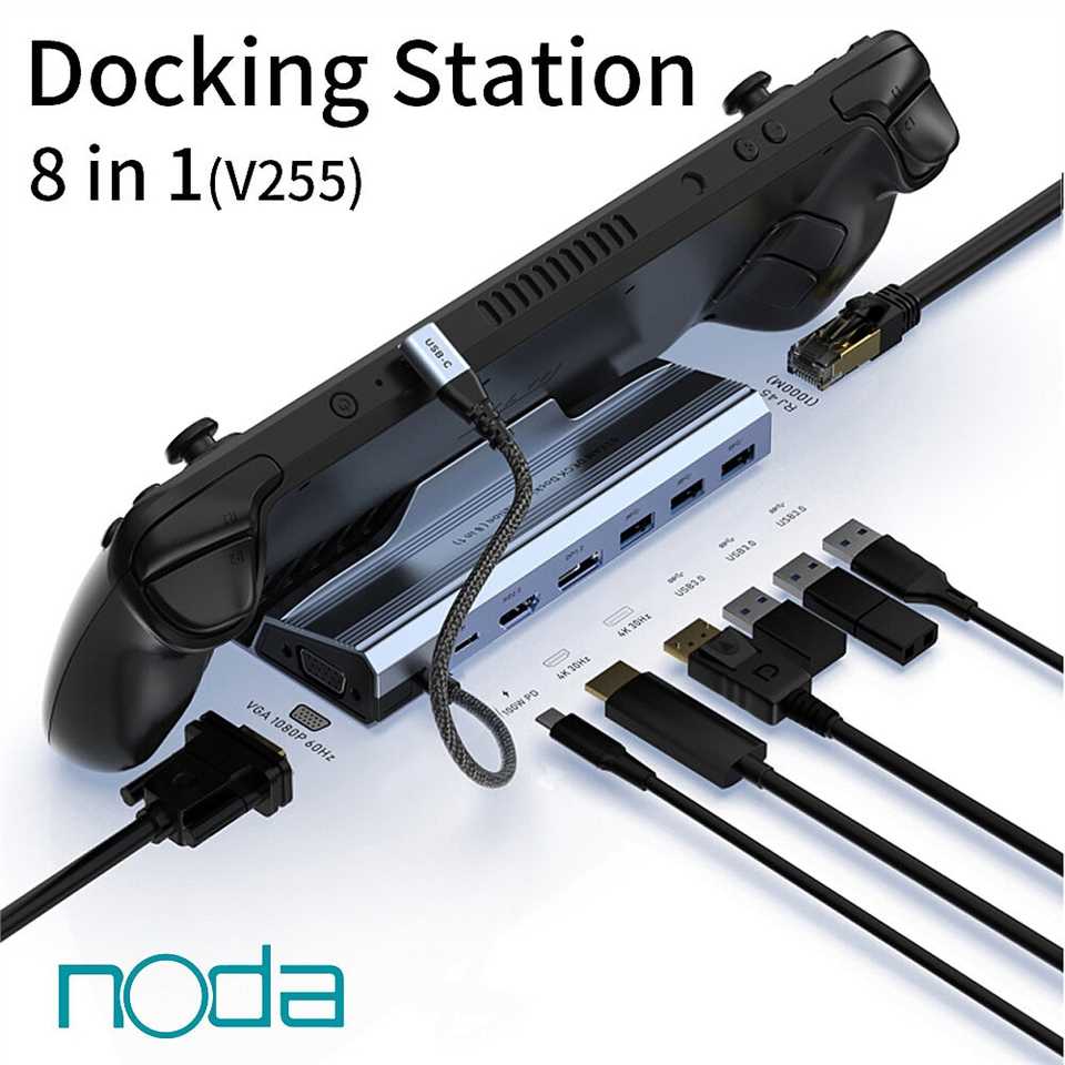 【noda】For Steam Deck SteamDeck 遊戲掌機 充電 擴充底座 (八合一Type-C接口)