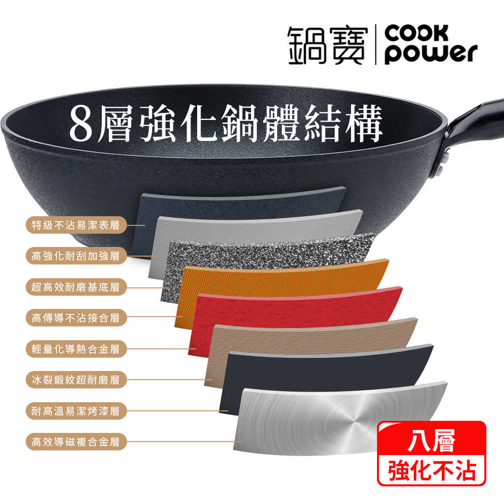 CookPower 鍋寶 日式原木黑鍛不沾煎鍋28cm IH/電磁爐適用