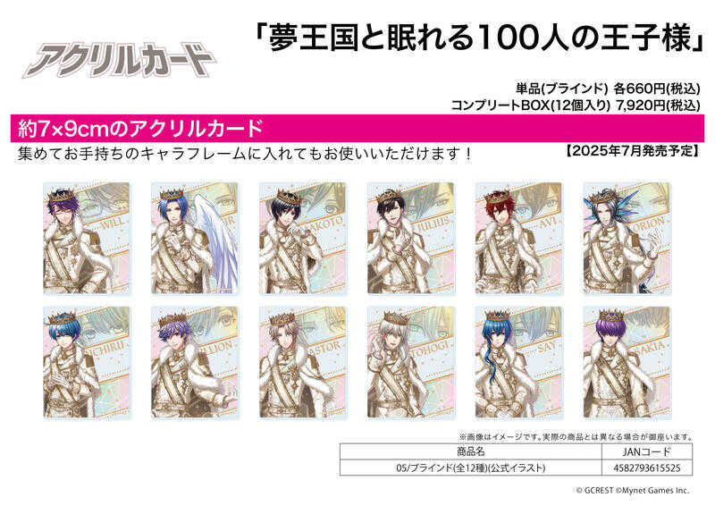 ☆卡卡夫☆7月預購(取付免訂金) A3 夢王國與沉睡中的100位王子殿下 宮廷風 壓克力卡片收藏集 中盒 05 0512