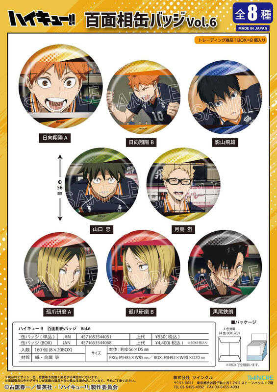 ☆卡卡夫☆25年8月預購(取付免訂金) Twincre 排球少年!! 閃耀系列 百面相徽章集 第6彈 中盒 0623
