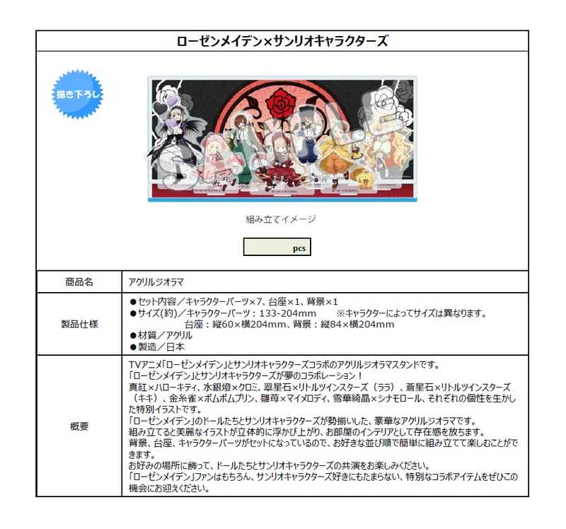 ☆卡卡夫☆25年10月預購(取付免訂金) TBS 薔薇少女 × 三麗鷗 豪華全景壓克力立牌 0916