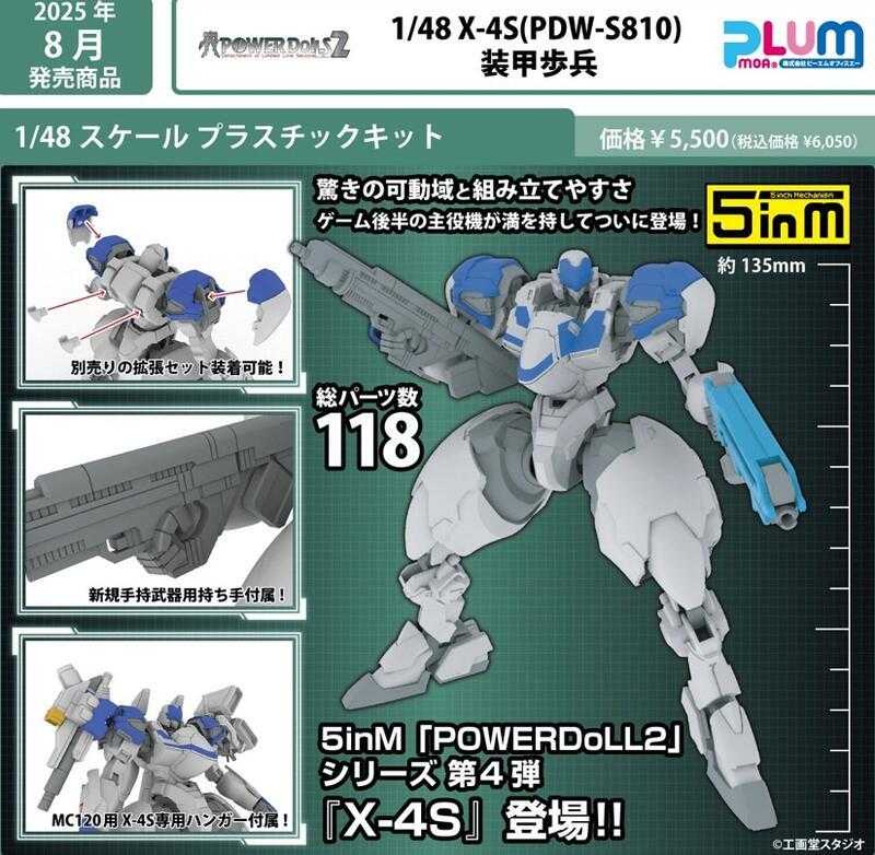 【高雄冠軍】25年8月預購 PLUM 組裝模型 1/48 特勤機甲隊2 X-4S PDW-S810 裝甲步兵 0521