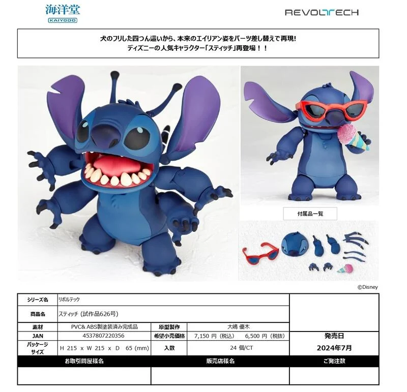 【高雄冠軍】24年7月預購 海洋堂 輪轉科技 迪士尼 星際寶貝 626號實驗體 史迪奇 免訂金