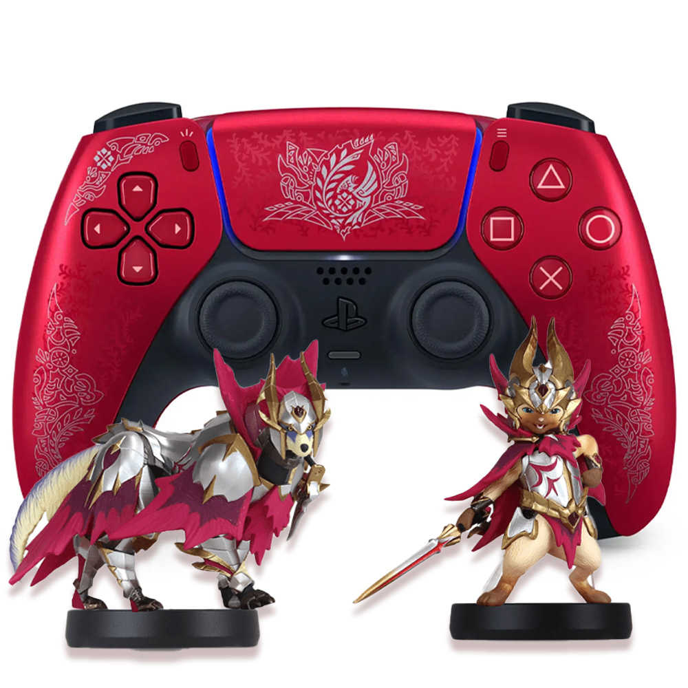 PS5 DualSense 無線控制器《魔物獵人 荒野》+Amiibo  魔物獵人 崛起：破曉 貓狗 組合