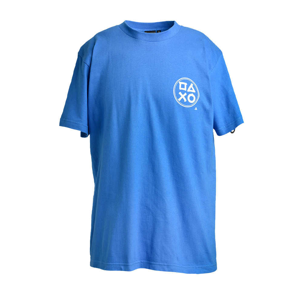 PlayStation筆觸印刷T恤(B)-藍
