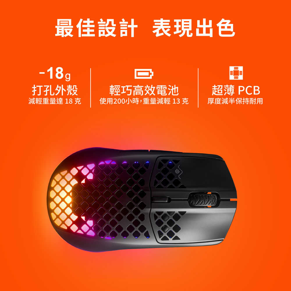 【SteelSeries】Aerox 3 Wireless 2022 EDITION Onyx電競滑鼠