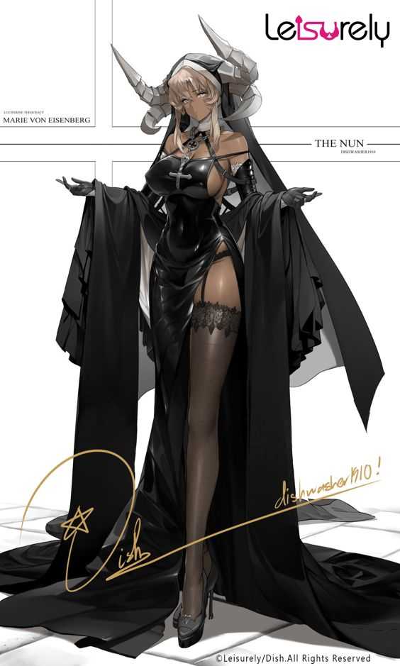 【怨念事務所】預約 5月(免訂金) Leisurely DISH 原畫 黑修女 1/7 豪華版 附簽名掛畫 0817