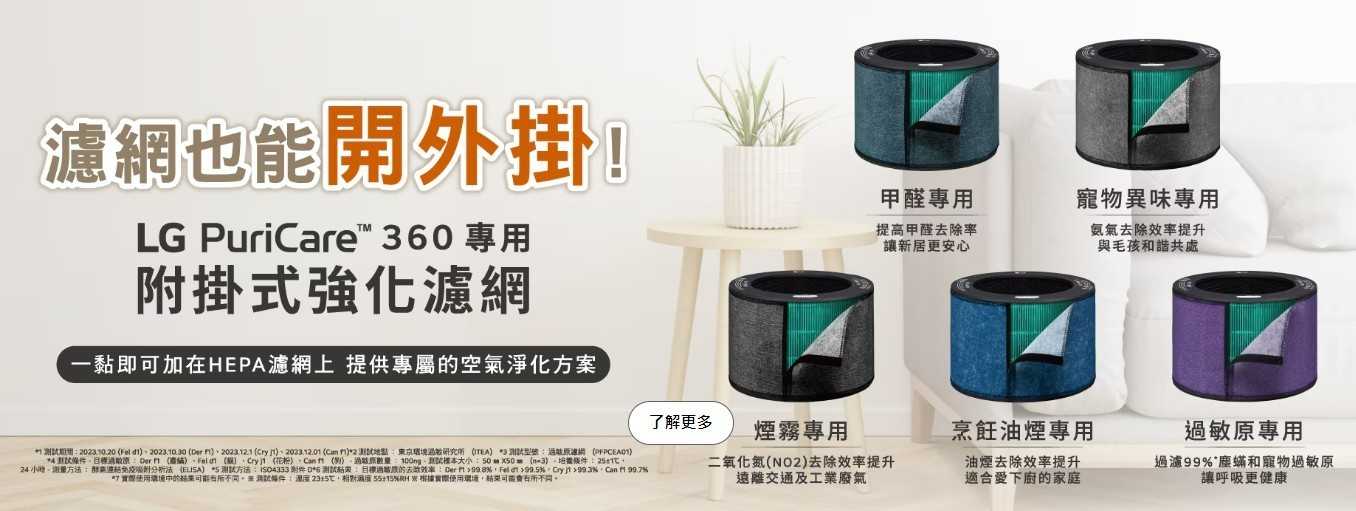 【LG 樂金】附掛式強化濾網_過敏原專用(2片/盒子) - 360°空氣清淨機適用 ADQ75133536