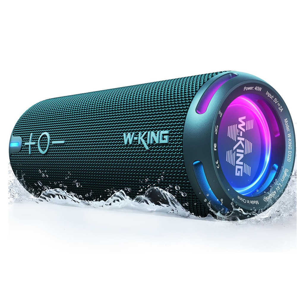 W-KING D320 40W 360度環繞防水藍芽喇叭 帶燈光/TF/AUX音響 EQ重低音喇叭