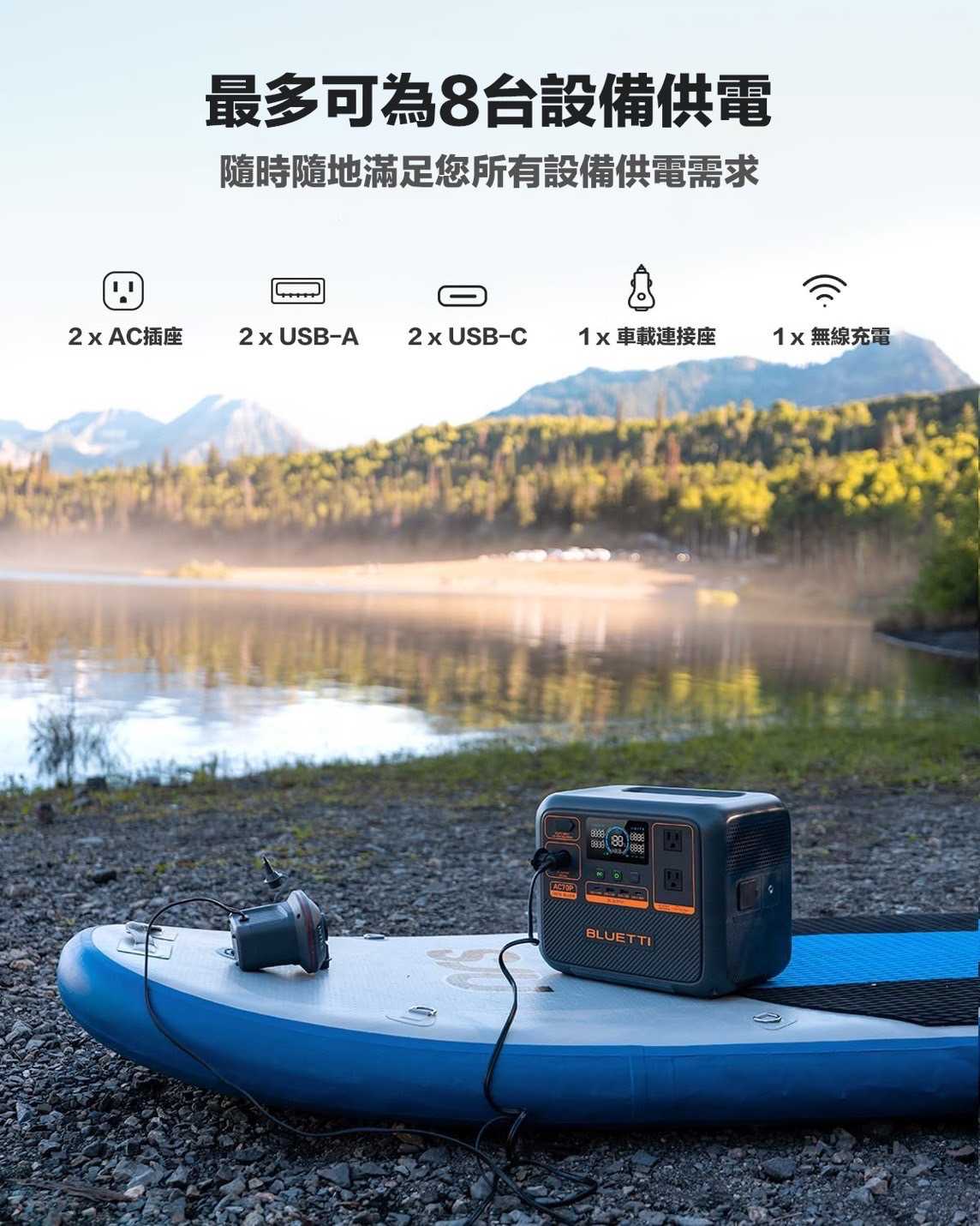 BLUETTI AC70P 1000W | 864Wh輕便行動充電站 戶外電源 露營電源 太陽能儲能電源 車泊擺攤電源
