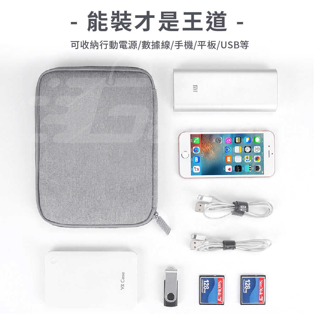 行動電源收納包(雙層) 線材收納 3C設備收納 配件收納 旅行收納包 彈性分隔袋