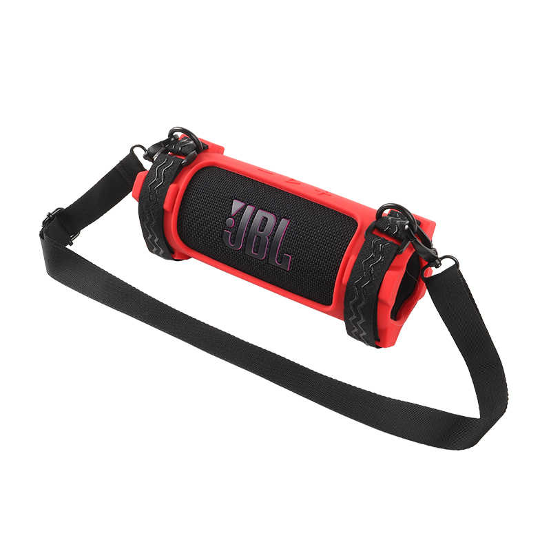 Godimento 適用JBL Flip7 萬花筒藍牙音響 喇叭矽膠保護套｜防摔軟殼+便攜收納包｜附自行車綁帶固定支架