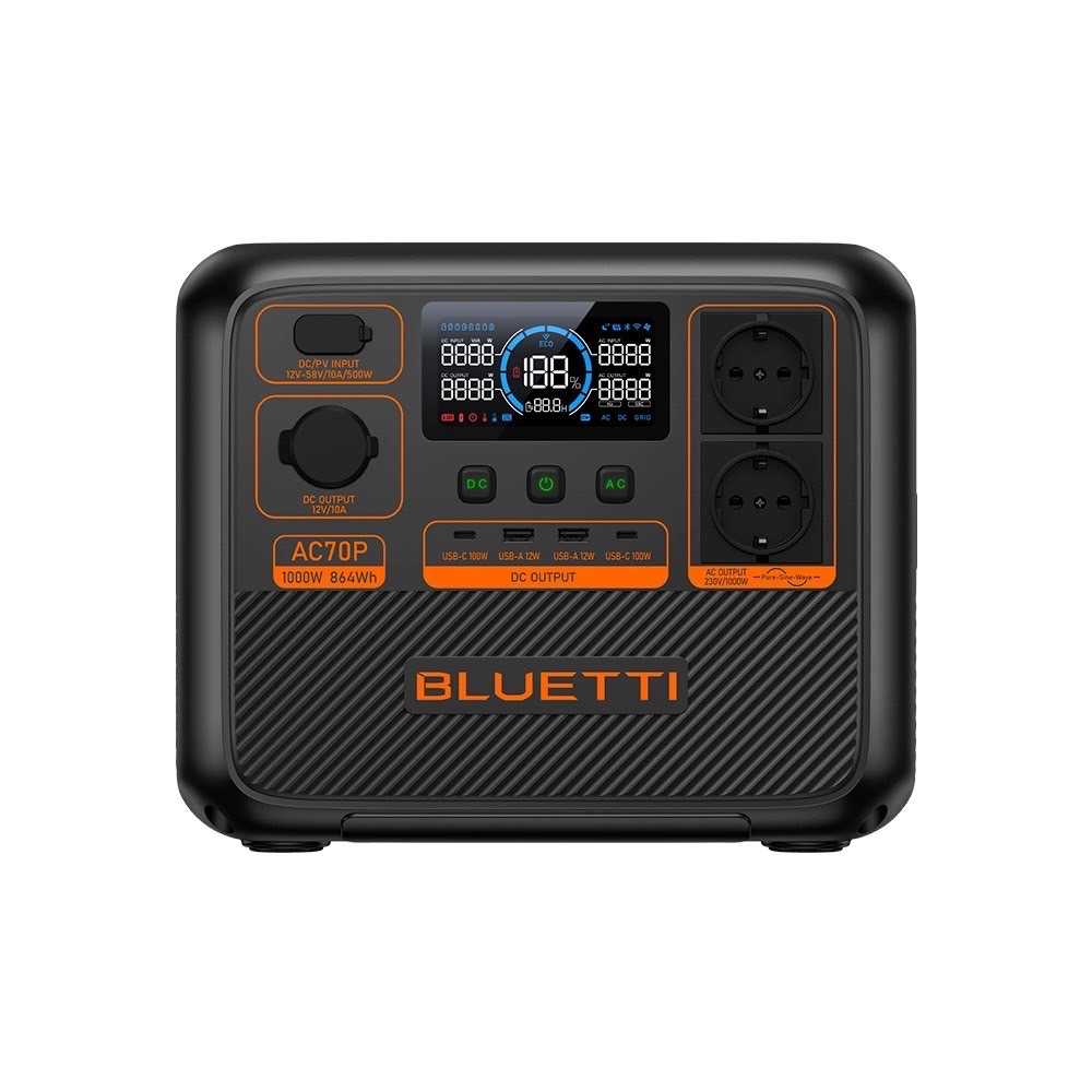 BLUETTI AC70P 1000W | 864Wh輕便行動充電站 戶外電源 露營電源 太陽能儲能電源 車泊擺攤電源
