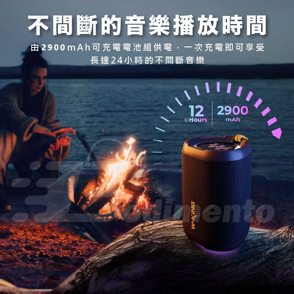 W-KING D110 15W 支援TWS串聯+免持通話 藍牙喇叭 重低音立體聲 RGB燈光秀戶外音響