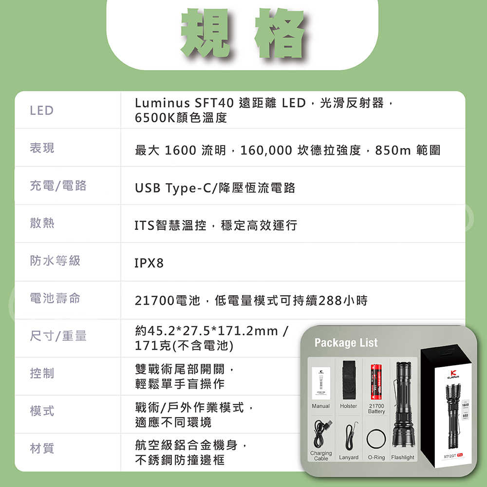KLARUS 凱瑞茲 XT12GT PRO超續航遠距離防水手電筒 遠射戰術手電筒 戶外搜救 強光巡邏手電筒