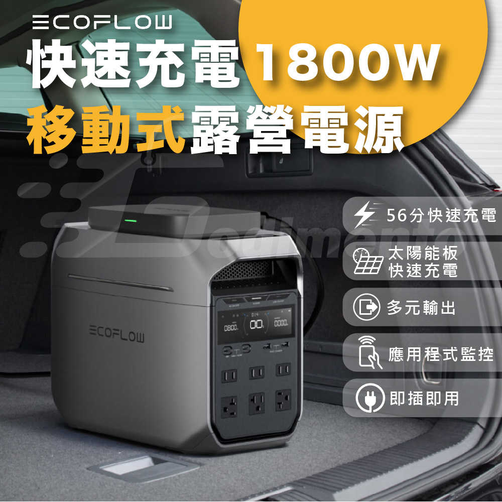 Ecoflow Delta 3 1800W 1024Wh極速充電戶外電源 可擴充至2kWh快速充電露營電源 UPS充電站