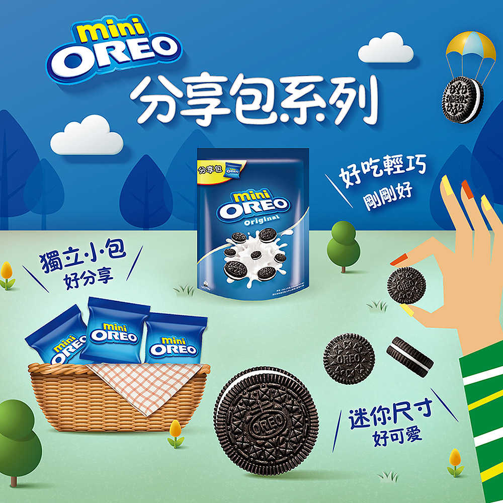 【OREO】迷你奧利奧巧克力夾心餅乾163.2g(巧克力)