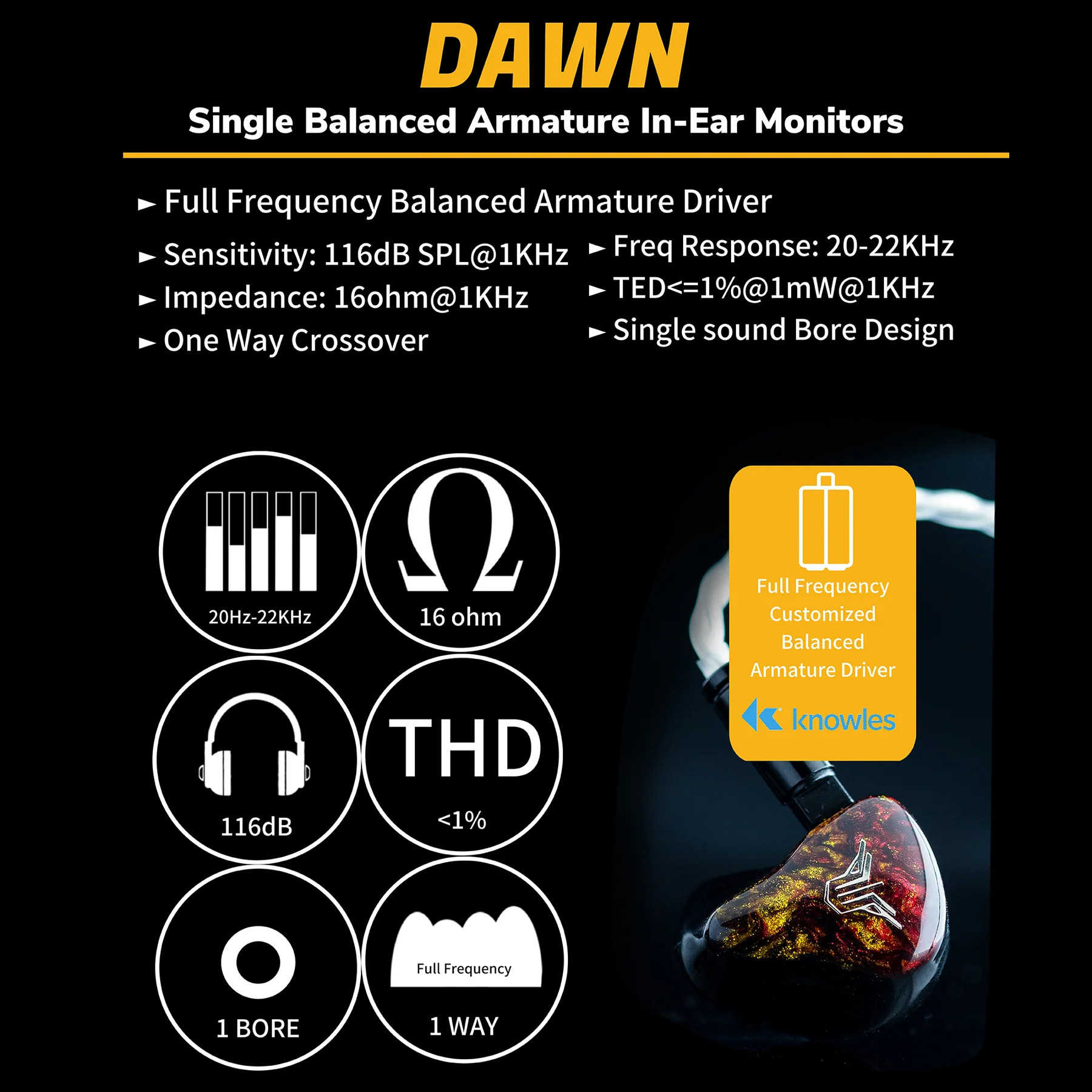 新竹立聲 | Panther Audio DAWN 台灣公司貨 贈音質神器 Spinfit 全頻單動鐵入耳式耳機