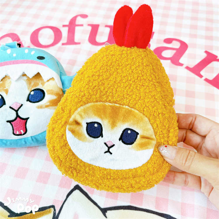 貓福珊迪Mofusand-絨毛零錢包 (炸蝦貓/鯊魚貓)｜JimmyPop 悠遊卡證件包 鑰匙包 收納包 貓咪卡套掛件