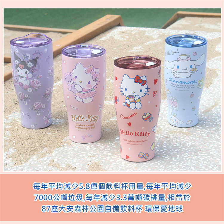 三麗鷗不鏽鋼真空酷樂杯 冰霸杯900ml KITTY/大耳狗/庫洛米｜JimmyPop 保溫保冷杯 環保杯 吸管杯