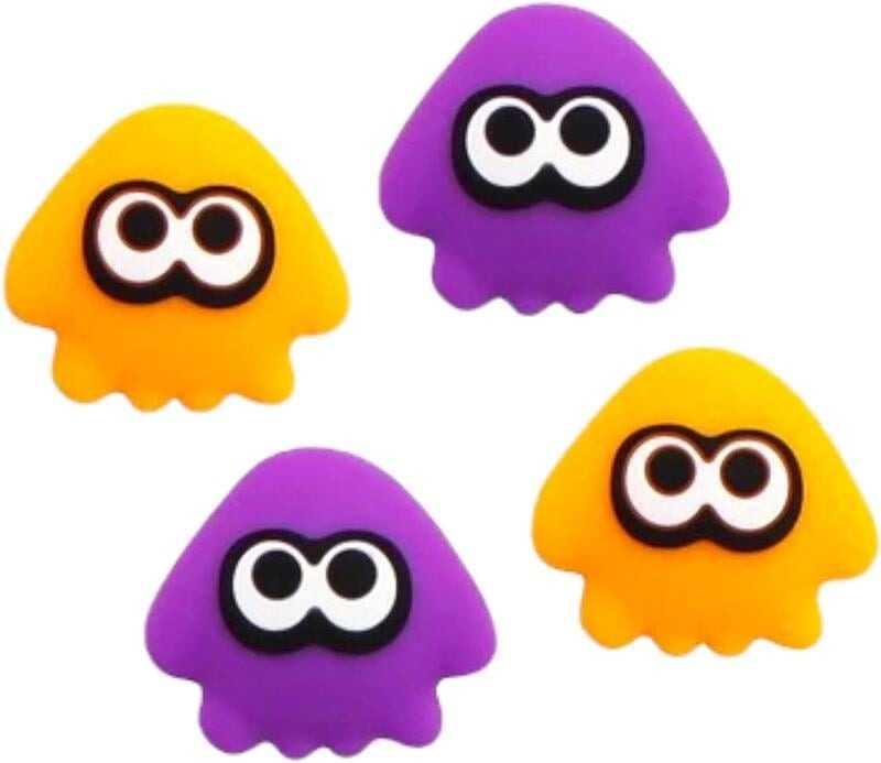 ★萊盛小拳王★ NS アキトモ 阿吉托摩 Joy-Con 類比搖桿保護套 斯普拉遁 烏賊 紫\u0026橘