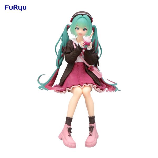 ★萊盛小拳王★FuRyu 代理版 景品 初音未來 泡麵蓋 秋季粉色ver.
