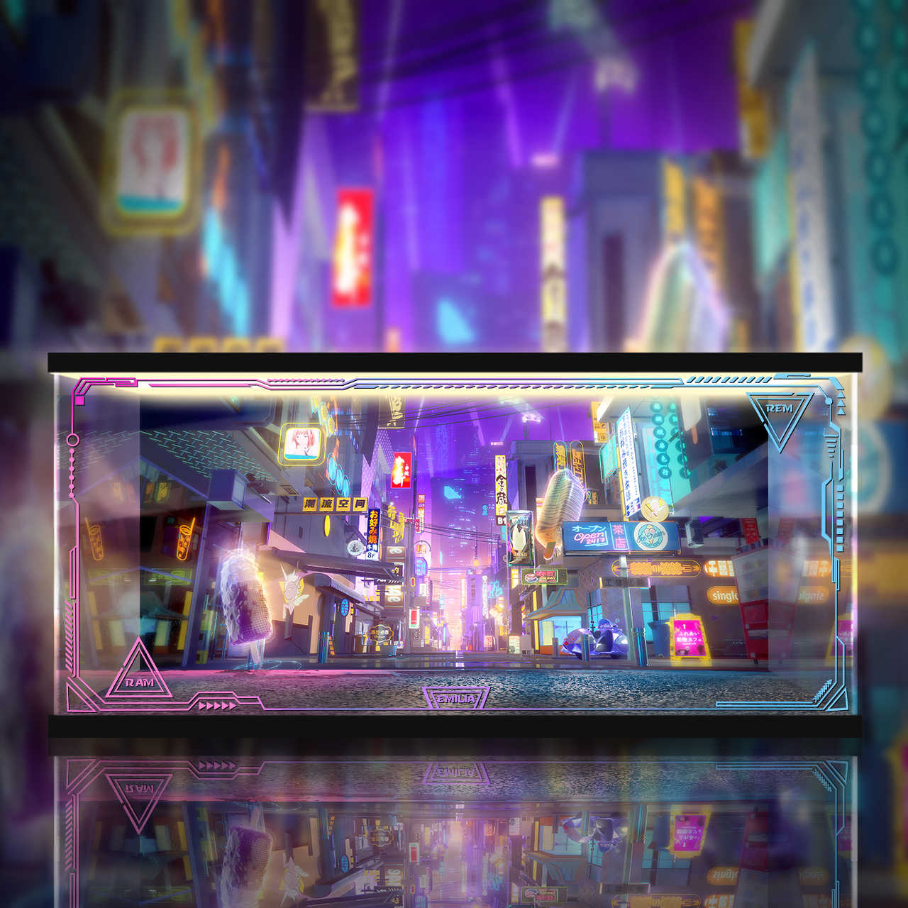 [AOWOBOX] eStream Re 從零開始的異世界生活 雷姆 拉姆 愛蜜莉雅 霓虹都市 3入 專用主題展示盒