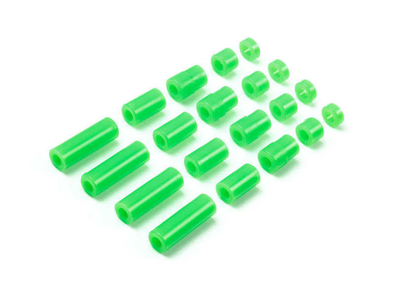 賈克魔玩具 田宮 Tamiya 四驅車 螢光綠輕量化塑膠墊管組 12/6.7/6/3/1.5mm (95443)