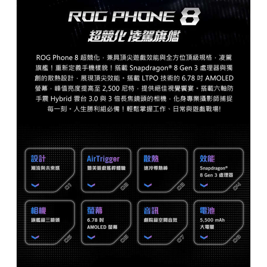 ASUS華碩 ROG Phone 8 (16G/512G)全新公司貨 原廠保固