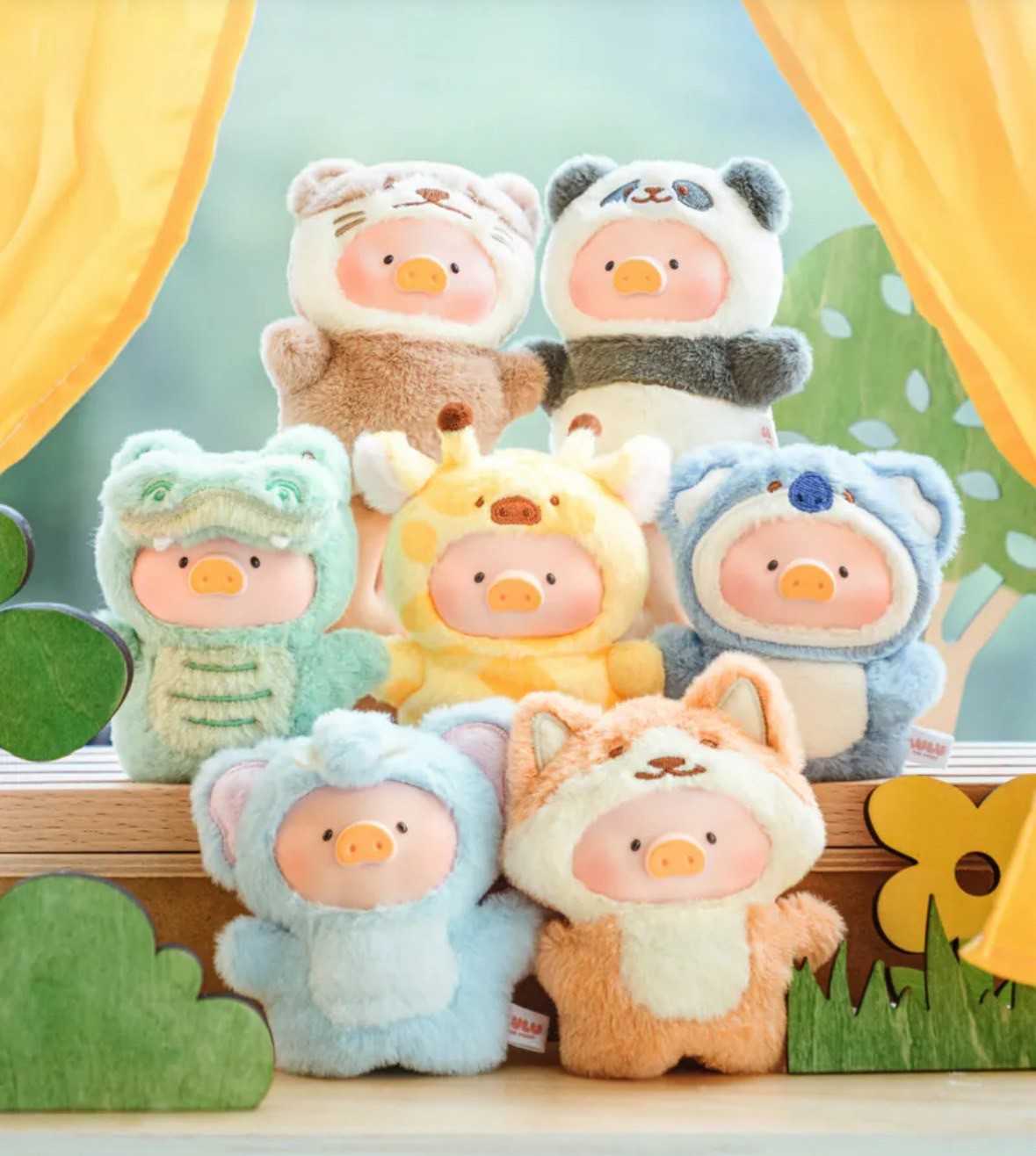 【冷門玩具】📣現貨盲盒📣罐頭豬 LuLu豬 動物派對 - 森林劇場膠臉指偶掛件 盲盒 一中盒6入