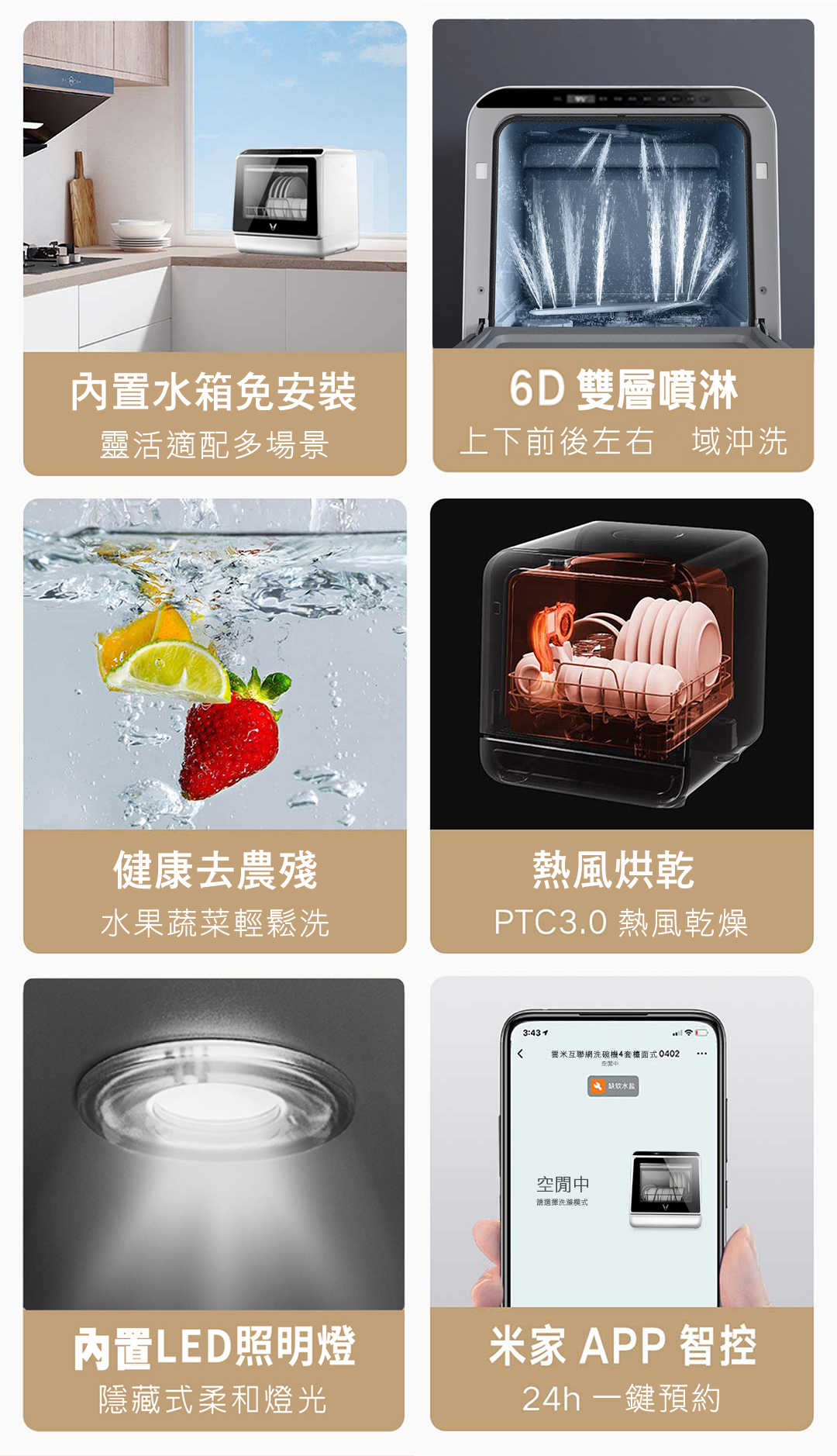 VIOMI 雲米 洗碗機 VDW0401 【APP 24h預約/大容量/雙層噴淋/免安裝】