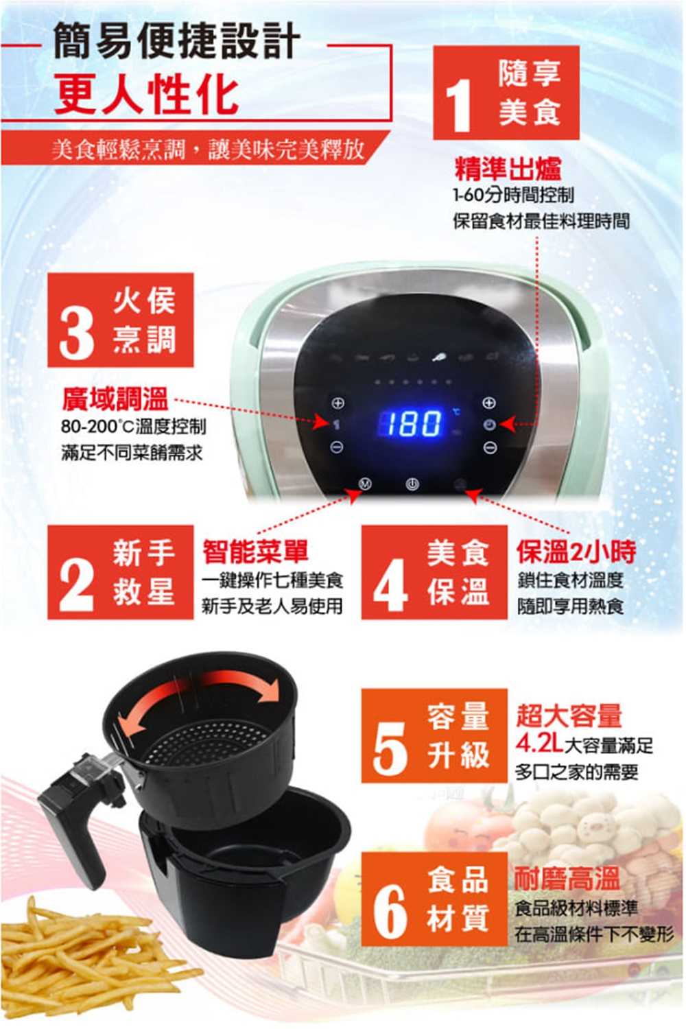 【SONGEN 松井】まつい食尚健康智慧型氣炸鍋 SG-350AF-G