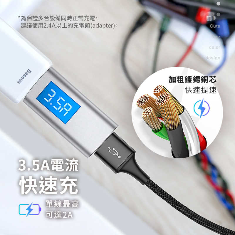 【倍思Baseus】一拖四充電傳輸線 四合一充電線 一線多充線 蘋果 iPhone iPad 安卓 TYPEC線