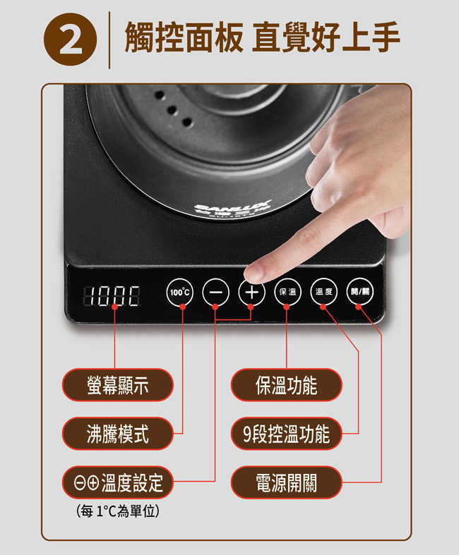 SANLUX台灣三洋0.8L咖啡手沖壺 SU-10TS