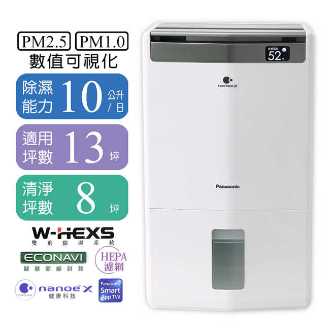 Panasonic國際牌10L空氣清淨除濕機 F-Y20JH