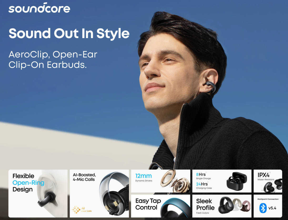 【台灣現貨】代購 原廠 Anker SoundCore AeroClip 運動耳機 開放式運動耳機  耳夾式 A3388