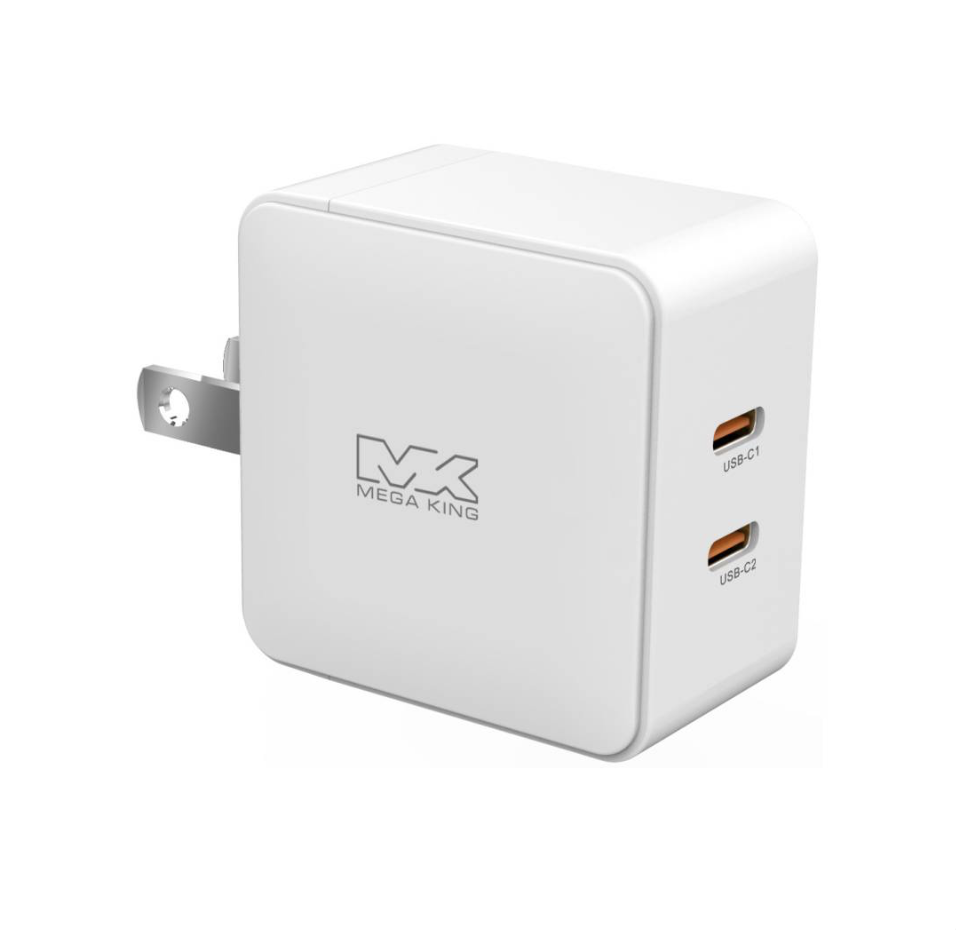 【MEGA KING】45W GaN氮化鎵PD雙孔旅充頭(2C) 白