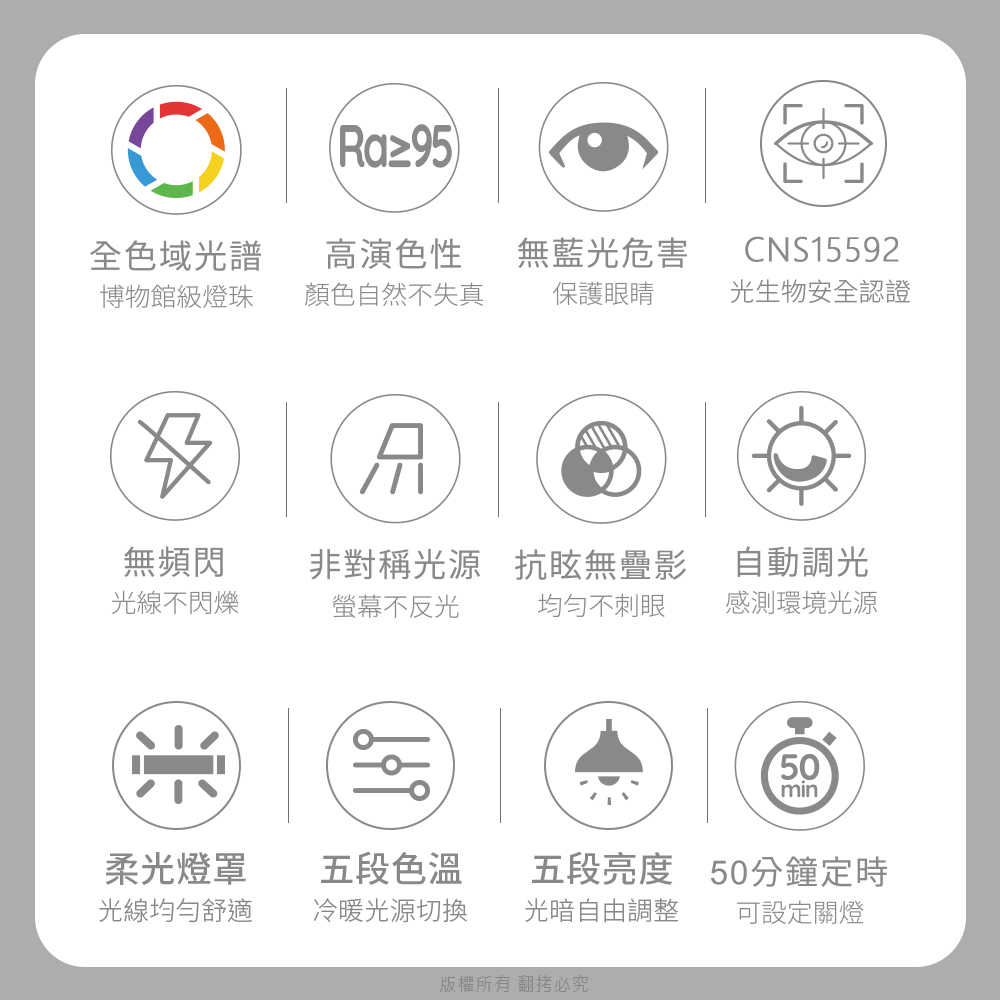 aibo 全光譜超廣角 LED護眼檯燈80cm【桌夾款/底座款】