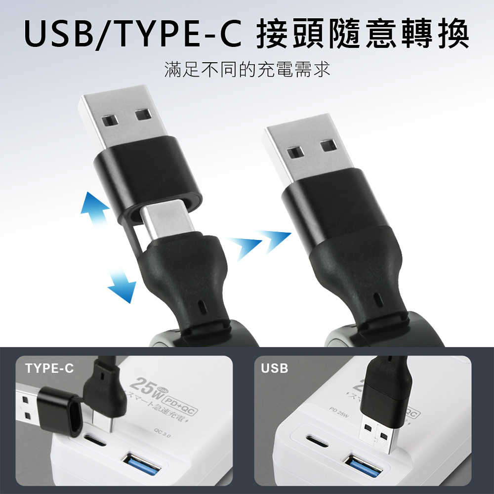 aibo 六合一 伸縮收納快充線(1.1M)