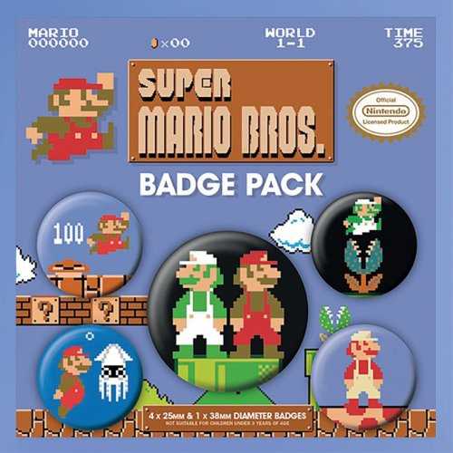 【Paladone UK】任天堂超級瑪利歐 趣味懷舊像素 進口徽章組 胸針別針組合