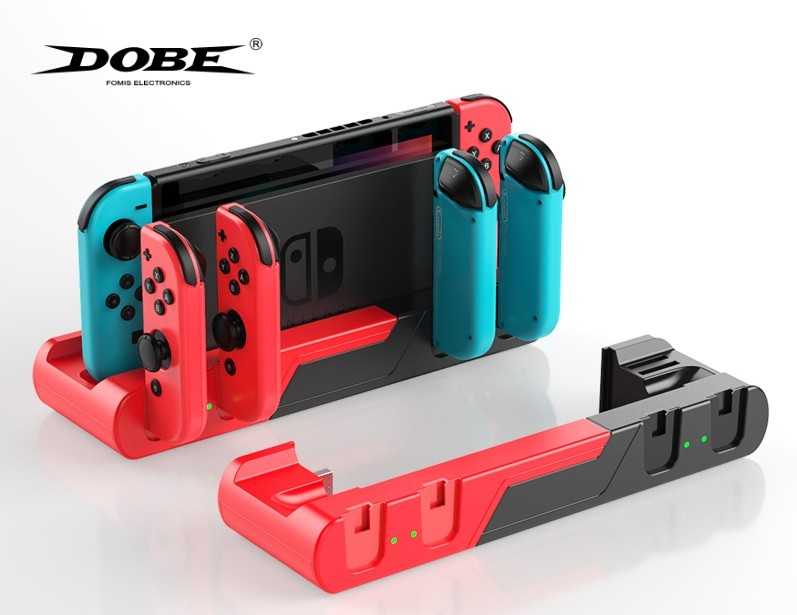 【DOBE 充電底座】 NS Switch 可伸縮 Joy-Con 充電座 通用 OLED / 電力加強版 紅黑色