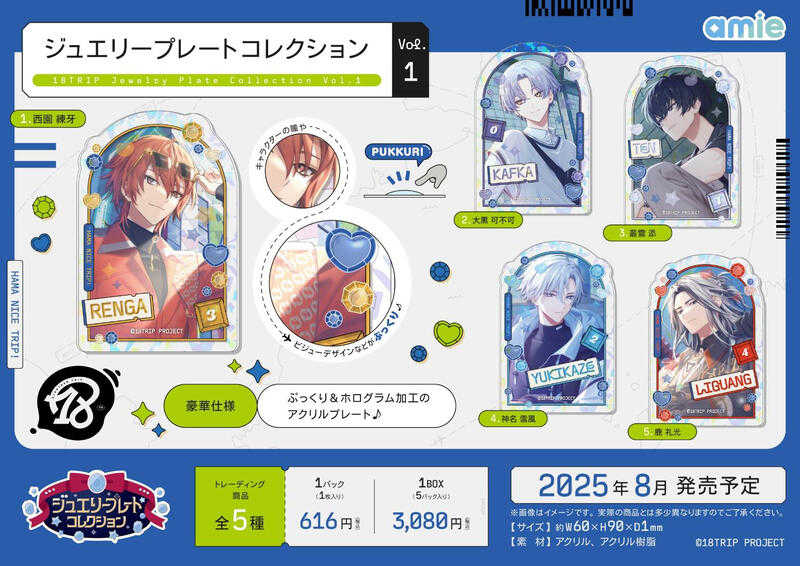 員林卡通⭐️【預購25年9月】amie 18TRIP 珠寶裝飾壓克力板畫收藏集 第1彈 中盒 0503