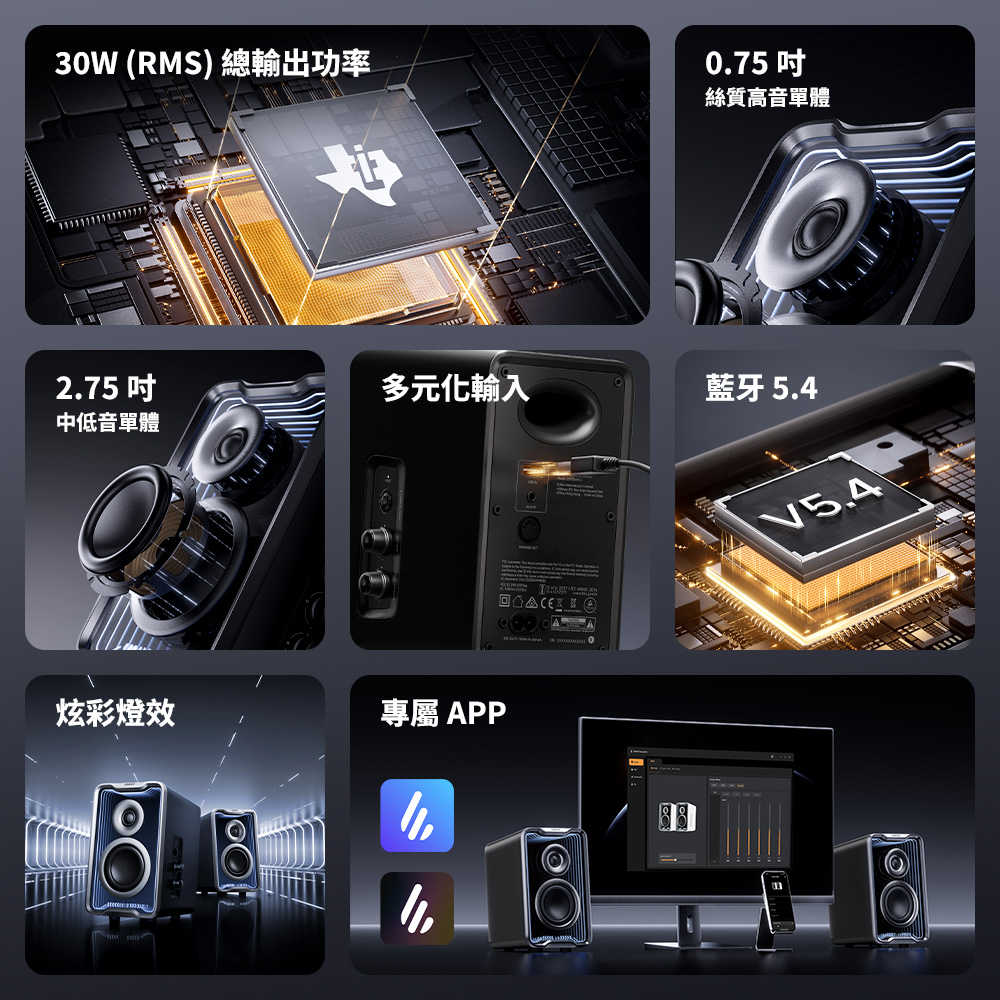 全館95折 | EAR3C 『怡耳3C』【EDIFIER 漫步者】QR30 2.0 桌面藍牙喇叭