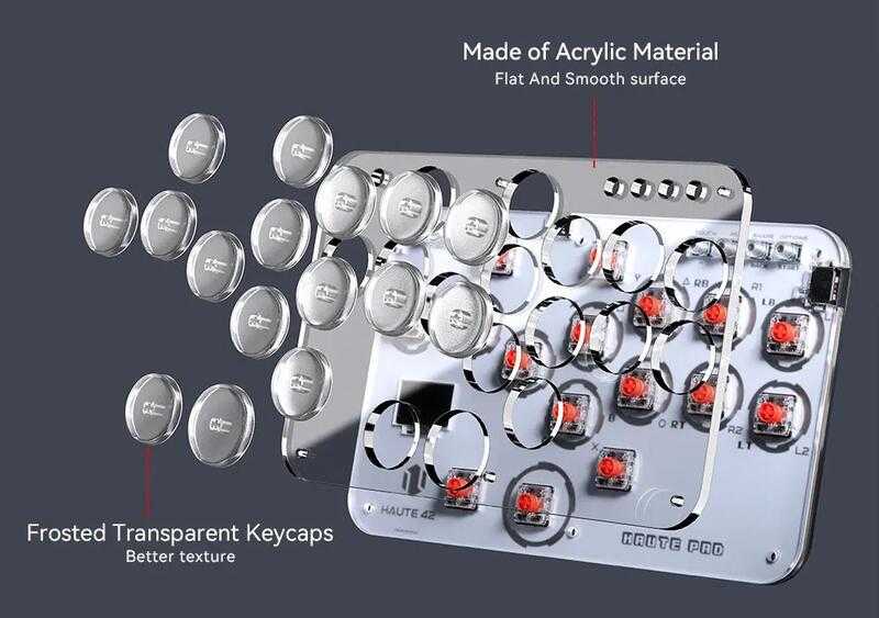 HAUTE 42 Haute Pad S16 hitbox 迷你街機格鬥鍵盤 16鍵 自訂 RGB 和 Turbo 功能