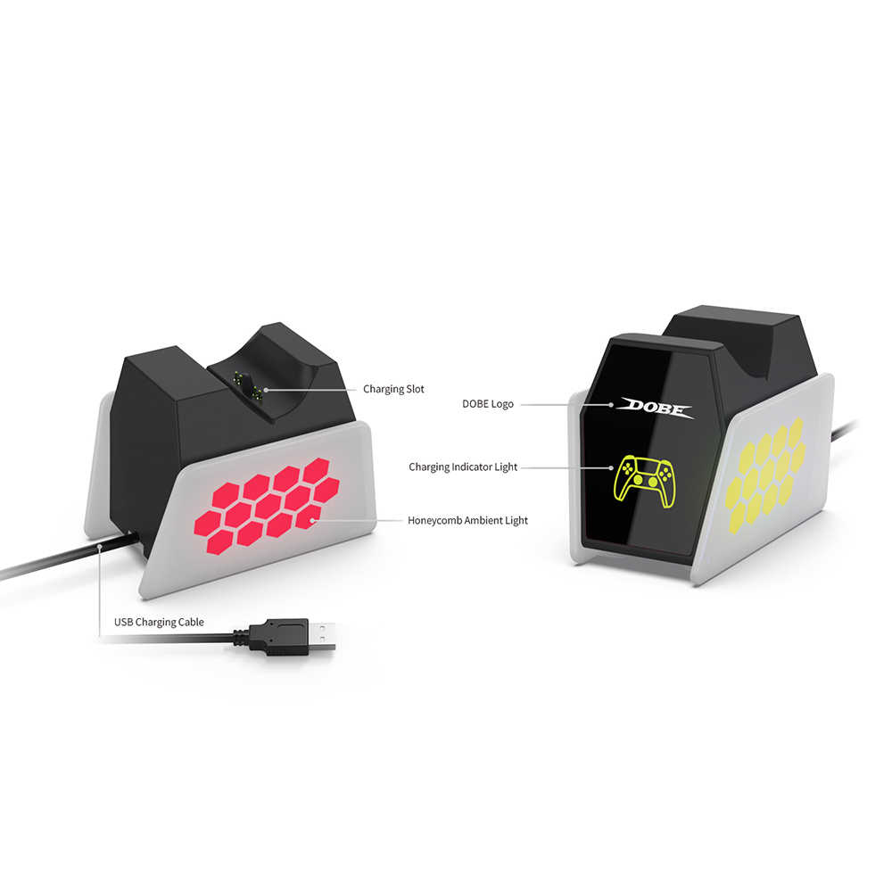 [哈Game族]DOBE TP5-35132 PS5控制器充電座 RGB燈光 單手把充電底座 PS5 EDGE 亦可充電