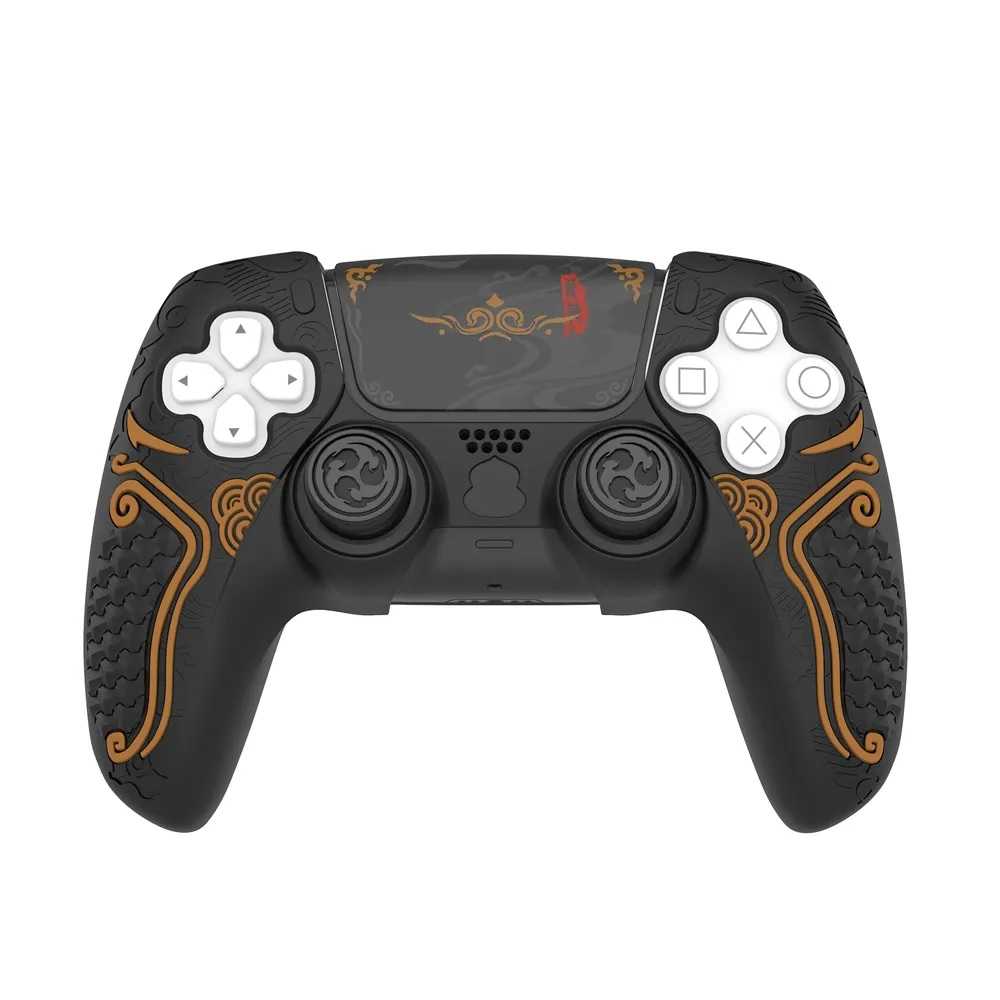 [哈Game族]良值IINE PS5控制器 黑神話悟空 矽膠保護套組(含蘑菇頭帽+圖騰貼紙)L1036 PS5手把保護套