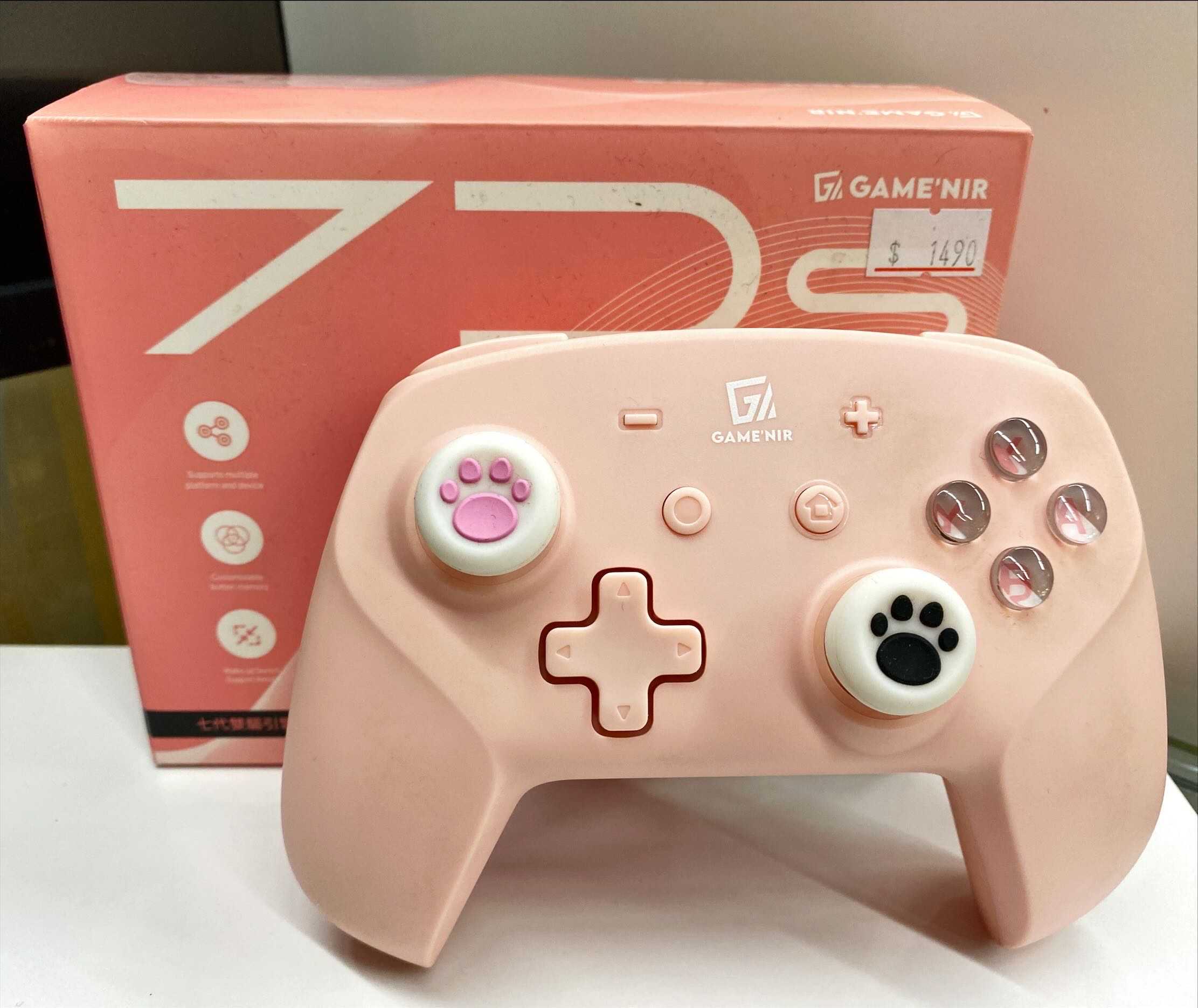 (二手商品)GAME'NIR 電玩酒吧 銀河玫瑰粉 七代 ProX-7Ds NS 無線喚醒手把 NFC/記憶背鍵 八成新