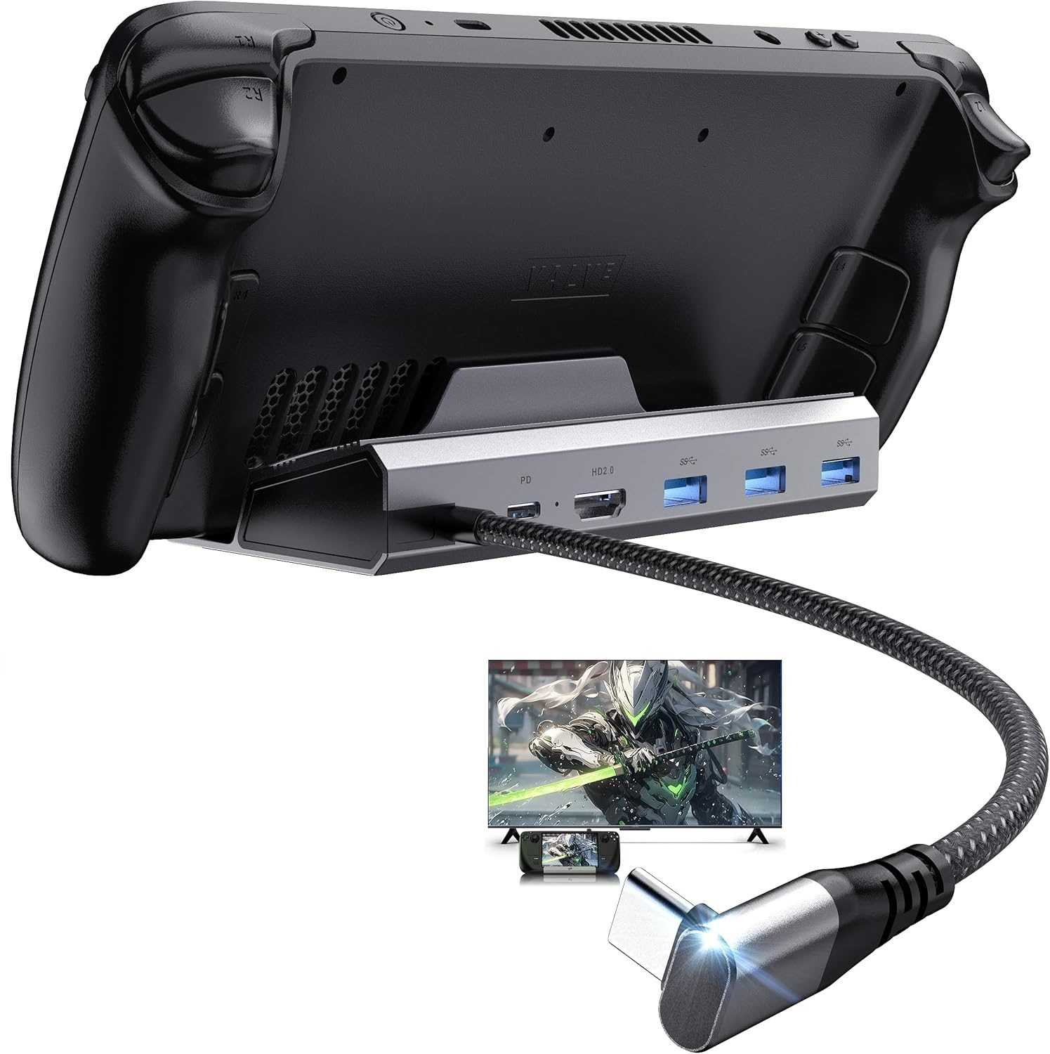 YCE-V258A ROG ALLY/Steam Deck/Switch 五合一多功能擴展塢底座 雙4K@60Hz 輸出